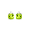 Thumbnail Image 2 of Cushion-Cut Peridot & White Lab-Created Sapphire Stud Earrings Sterling Silver