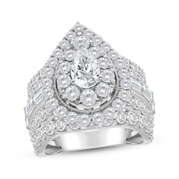 Lab-Created Diamonds by KAY Pear-Shaped Double Halo Engagement Ring 5 ct tw 14K White Gold