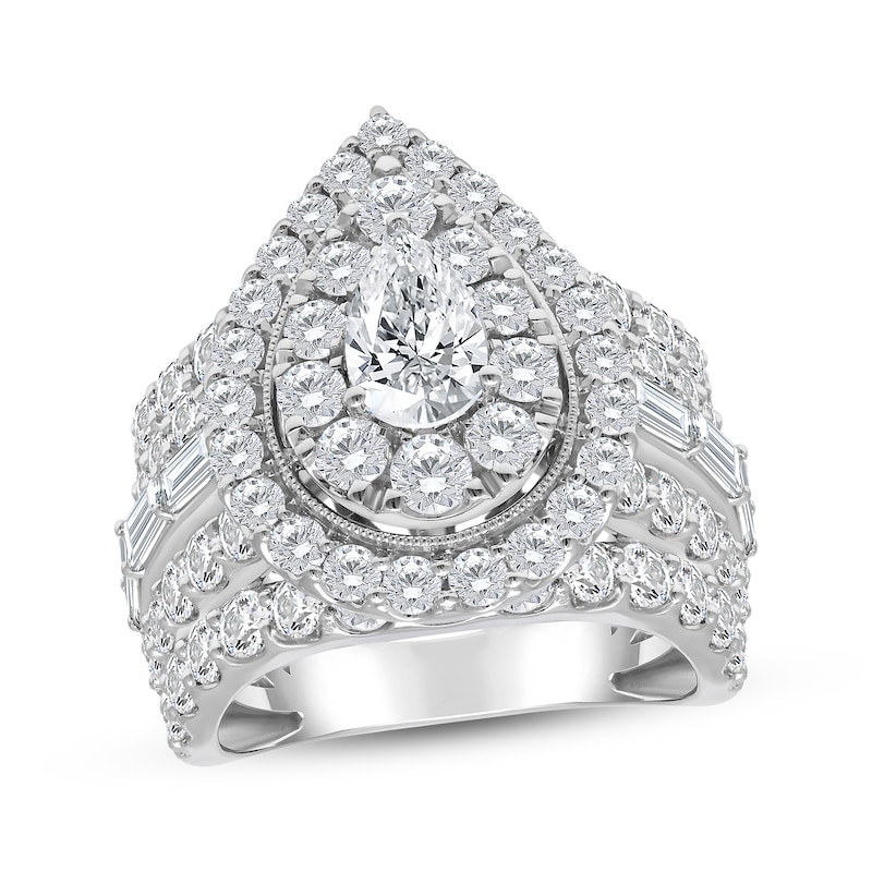 Lab-Created Diamonds by KAY Pear-Shaped Double Halo Engagement Ring 5 ct tw  14K White Gold