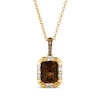 Thumbnail Image 1 of Le Vian Emerald-Cut Chocolate Quartz Necklace 1/3 ct tw Diamonds 14K Honey Gold 19"