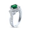Thumbnail Image 2 of Cushion-Cut Lab-Created Emerald & White Lab-Created Sapphire Ring Sterling Silver
