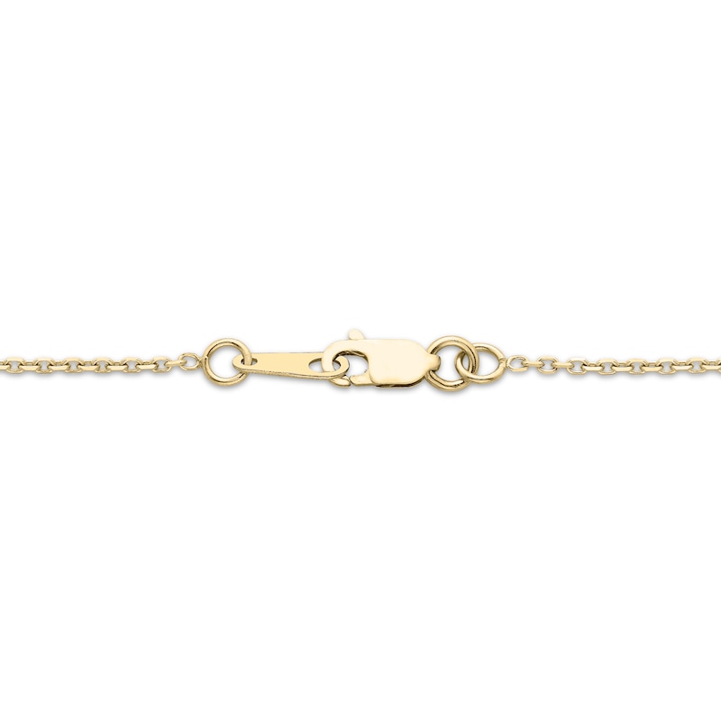 Main Image 3 of Emerald-Cut Lab-Created Emerald & Oval-Cut Lab-Grown Diamond Necklace 1/4 ct tw 14K Yellow Gold 18"