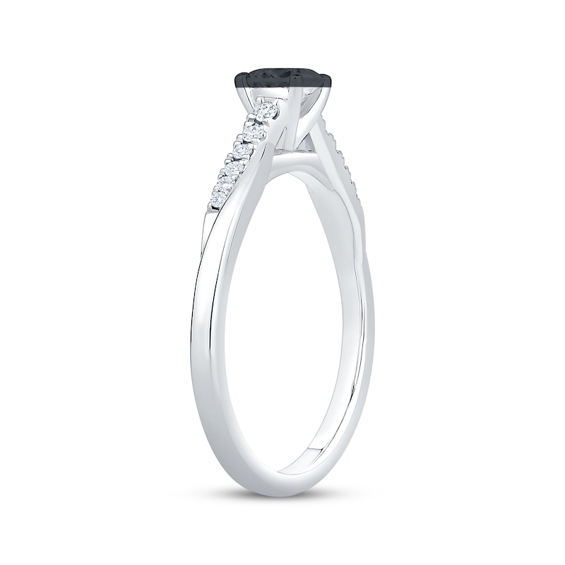 Main Image 2 of Adore Round-Cut Black & White Diamond Engagement Ring 1/2 ct tw 14K White Gold