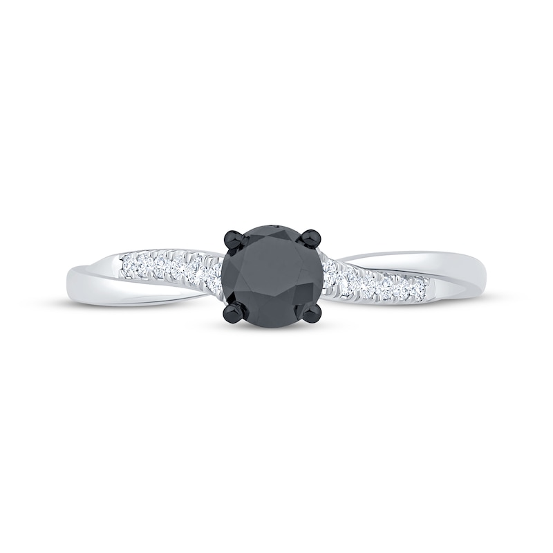 Main Image 3 of Adore Round-Cut Black & White Diamond Engagement Ring 1/2 ct tw 14K White Gold
