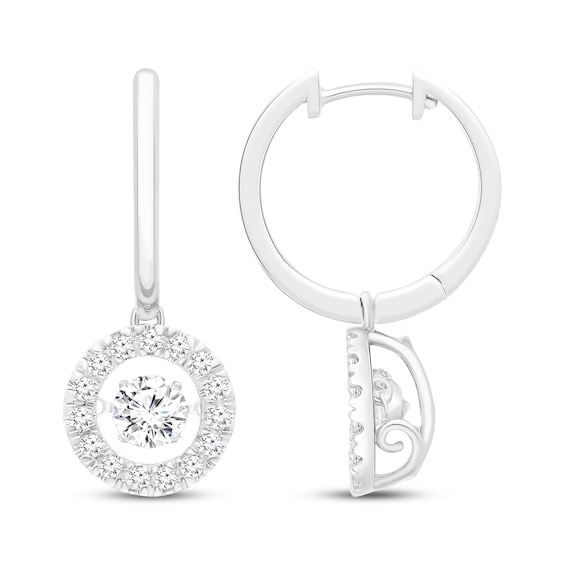 Unstoppable Love Lab-Grown Diamond Drop Hoop Earrings 1 ct tw 14K White Gold