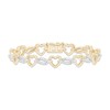 Thumbnail Image 1 of Diamond Heart & Wavy Link Bracelet 1/4 ct tw 10K Yellow Gold 7.25"