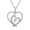 Thumbnail Image 1 of Diamond Double Heart Necklace 1/4 ct tw Sterling Silver 18"