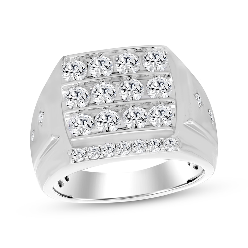 Main Image 1 of KAY Lab-Grown Diamonds Men's Multi-Row Fashion Ring 2 ct tw 10K White Gold