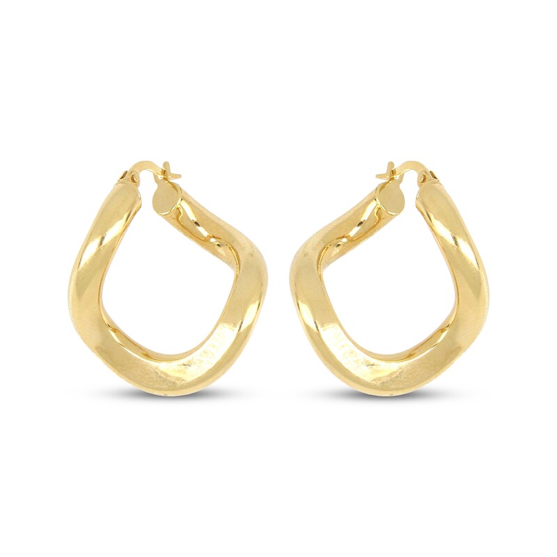 Main Image 2 of Polished Twist Hoop Earrings Hollow 14K Yellow Gold 4mm