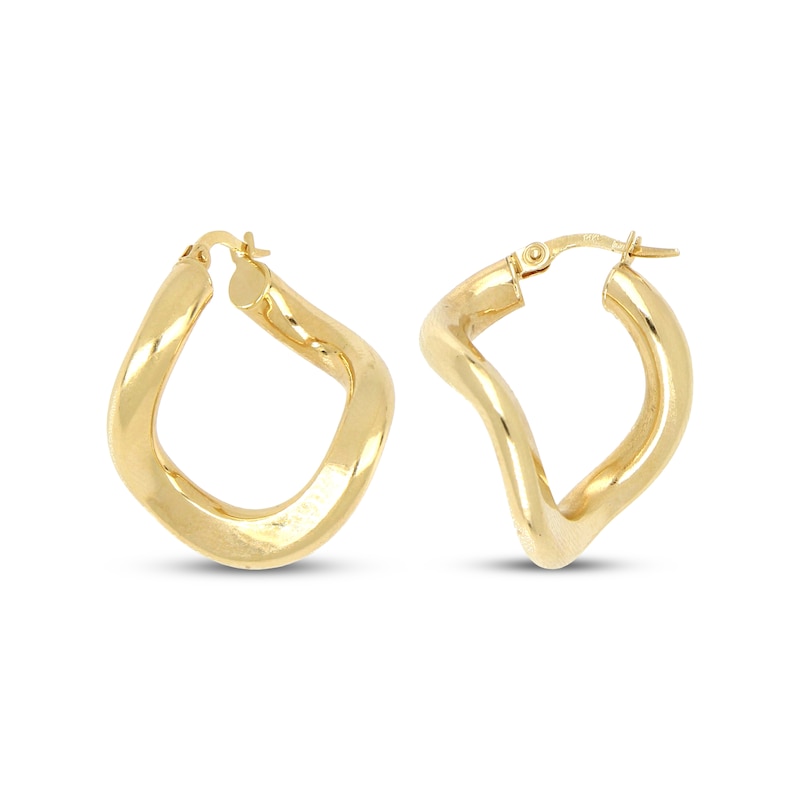Main Image 3 of Polished Twist Hoop Earrings Hollow 14K Yellow Gold 4mm