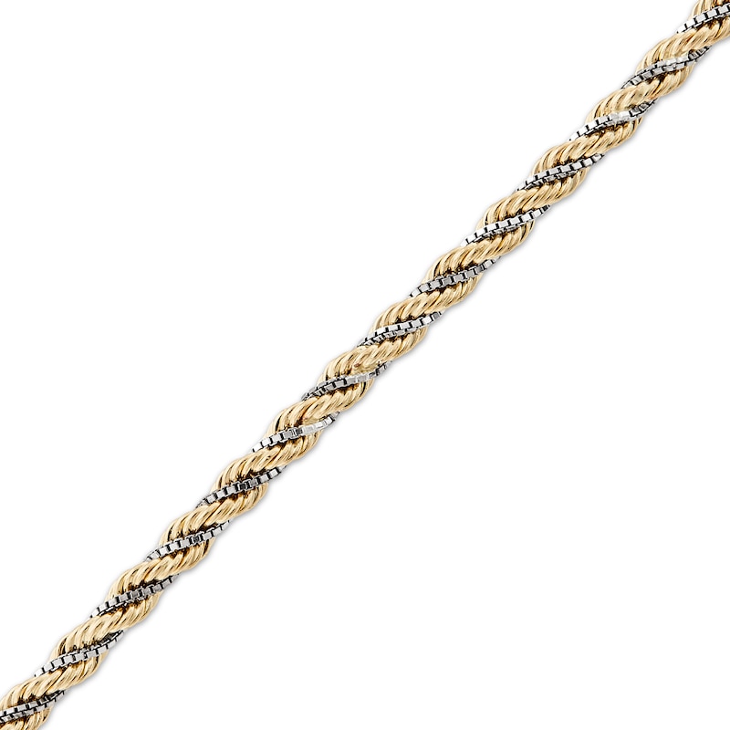 Main Image 3 of Rope & Box Chain Bracelet 2.46mm Hollow 10K Two-Tone Gold 8.5"