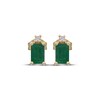 Thumbnail Image 2 of Emerald-Cut Natural Emerald & Diamond Stud Earrings 1/20 ct tw 14K Yellow Gold
