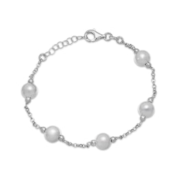 Ball Bead Station Bracelet Sterling Silver 8.5"
