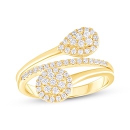 Diamond Pear & Circle Bypass Ring 1/2 ct tw 10K Yellow Gold