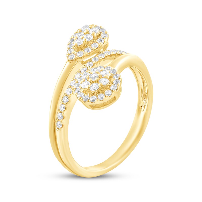 Main Image 2 of Diamond Pear & Circle Bypass Ring 1/2 ct tw 10K Yellow Gold
