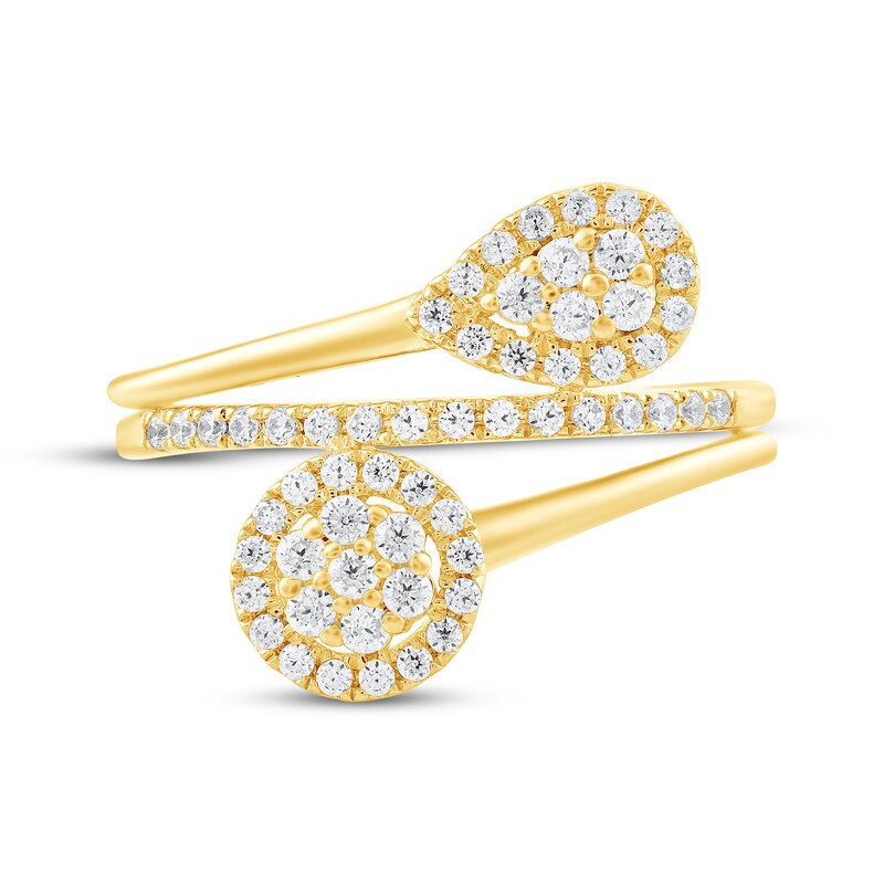 Main Image 3 of Diamond Pear & Circle Bypass Ring 1/2 ct tw 10K Yellow Gold