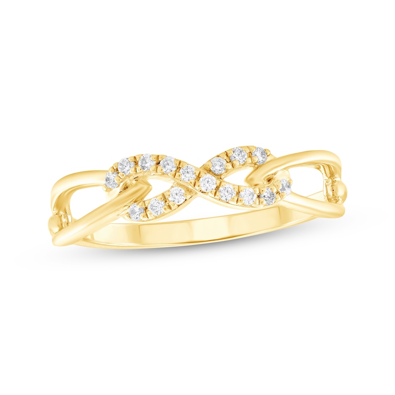 Main Image 1 of Diamond Infinity Ring 1/8 ct tw 10K Yellow Gold
