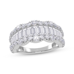 KAY Lab-Grown Diamonds Baguette & Round-Cut Scalloped Ring 1-1/2 ct tw 14K White Gold
