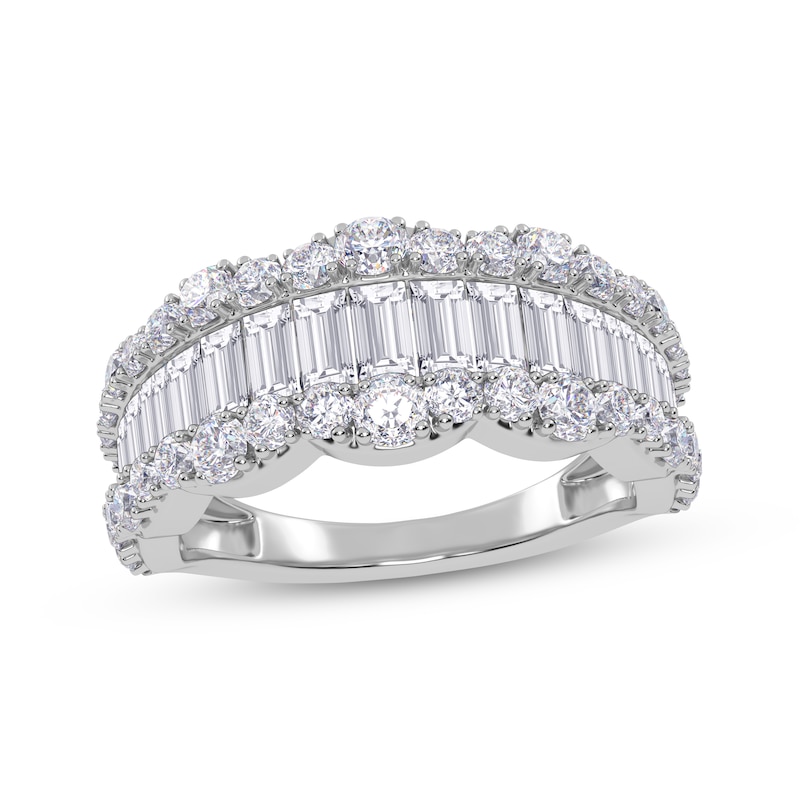 Main Image 1 of KAY Lab-Grown Diamonds Baguette & Round-Cut Scalloped Ring 1-1/2 ct tw 14K White Gold