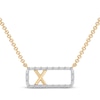 Thumbnail Image 1 of Diamond X Initial Rectangle Necklace 1/10 ct tw 10K Yellow Gold 18"