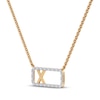 Thumbnail Image 2 of Diamond X Initial Rectangle Necklace 1/10 ct tw 10K Yellow Gold 18"