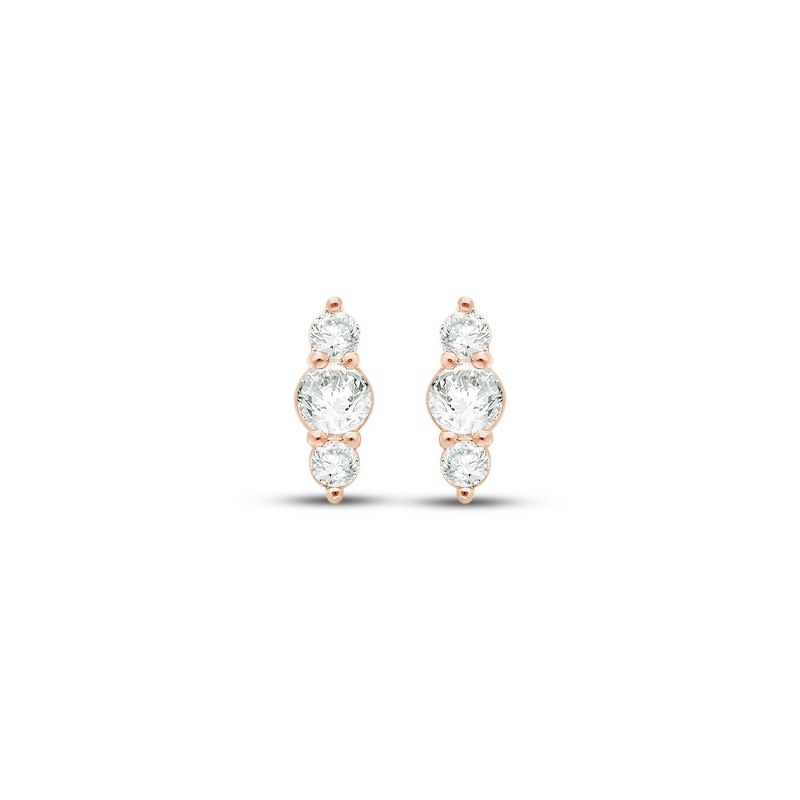 Main Image 2 of KAY Lab-Grown Diamonds Three-Stone Vertical Stud Earrings 1/5 ct tw 14K Rose Gold