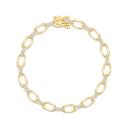 Diamond Link Bracelet 1/8 ct tw 10K Yellow Gold 7.5"