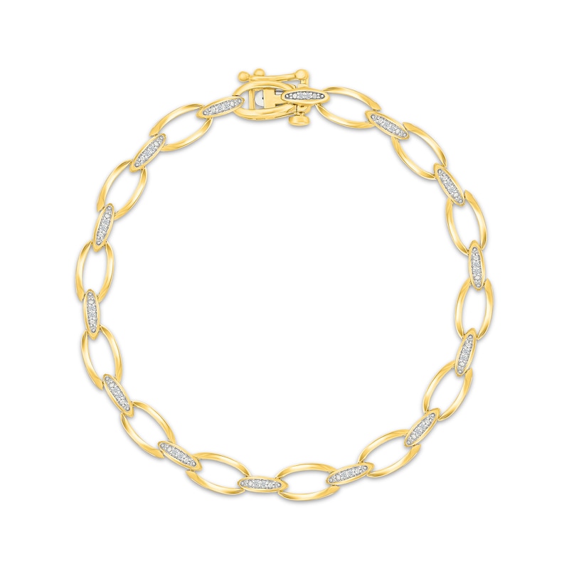 Main Image 1 of Diamond Link Bracelet 1/8 ct tw 10K Yellow Gold 7.5"