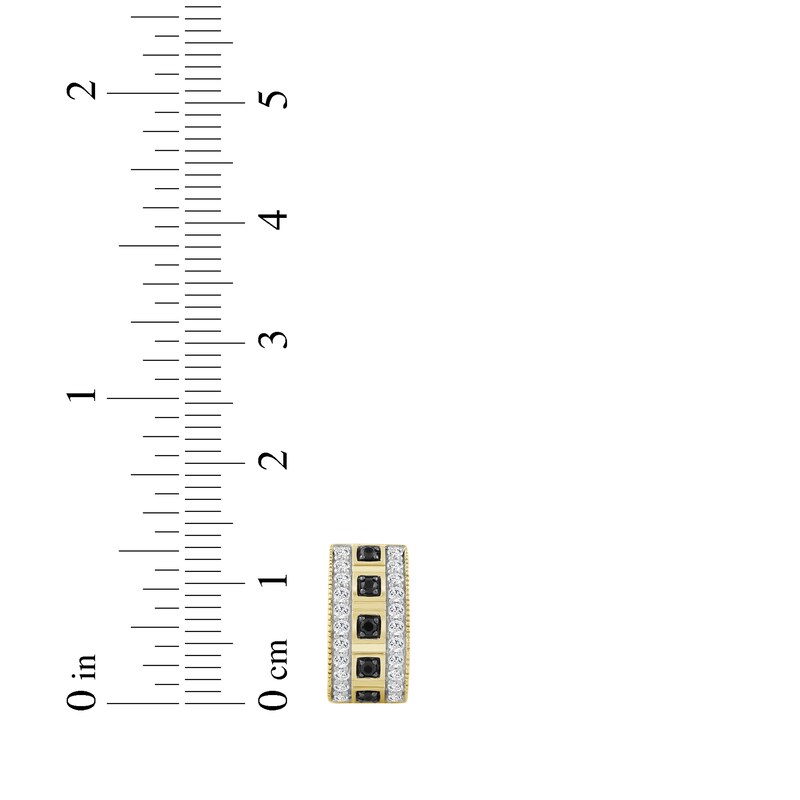 Main Image 4 of Men's Black & White Diamond Huggie Hoop Earrings 1/2 ct tw 10K Yellow Gold