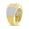 Thumbnail Image 2 of Men's Baguette & Round-Cut Diamond Octagon Halo Ring 1-1/2 ct tw 10K Yellow Gold