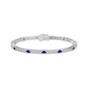 Thumbnail Image 1 of Oval-Cut Blue Lab-Created Sapphire & White Lab-Created Sapphire Bracelet Sterling Silver 7.25"