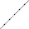 Thumbnail Image 2 of Oval-Cut Blue Lab-Created Sapphire & White Lab-Created Sapphire Bracelet Sterling Silver 7.25"