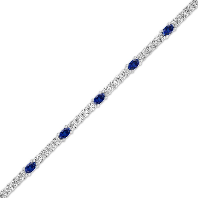 Main Image 2 of Oval-Cut Blue Lab-Created Sapphire & White Lab-Created Sapphire Bracelet Sterling Silver 7.25"