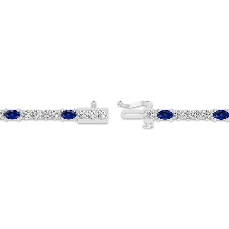 Main Image 3 of Oval-Cut Blue Lab-Created Sapphire & White Lab-Created Sapphire Bracelet Sterling Silver 7.25"