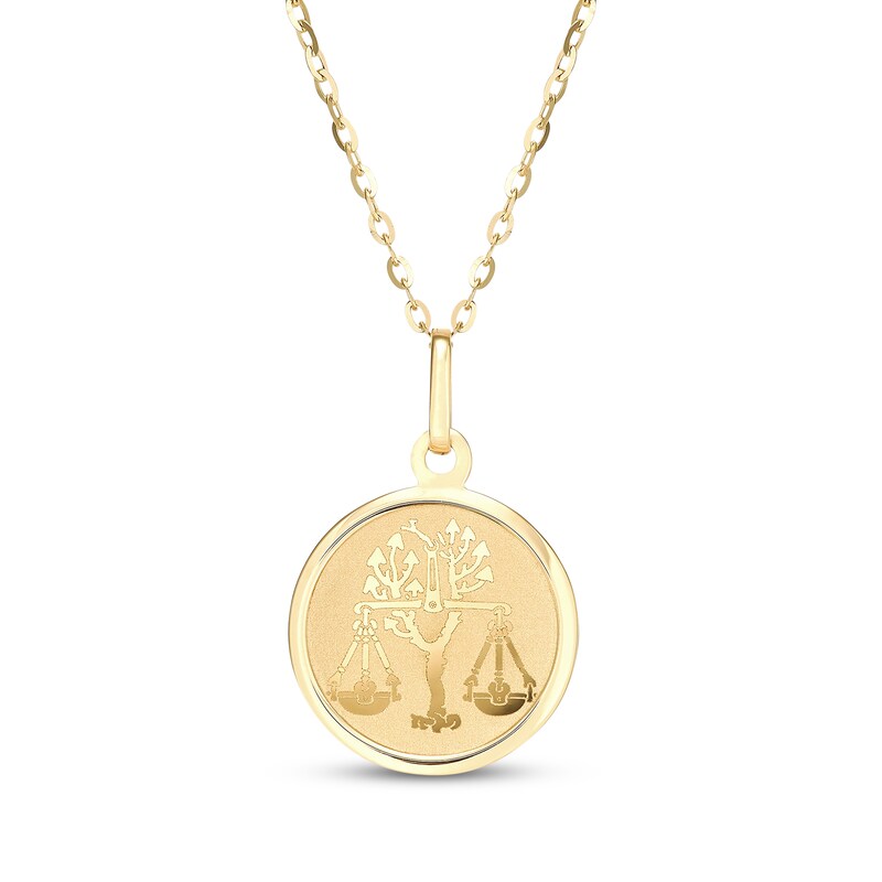 Main Image 1 of Zodiac Libra Medallion Necklace 14K Yellow Gold 18"