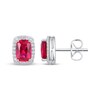 Thumbnail Image 3 of Cushion-Cut Lab-Created Ruby & White Lab-Created Sapphire Earrings Sterling Silver