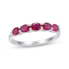 Thumbnail Image 1 of Oval-Cut Lab-Created Ruby & White Lab-Created Sapphire Ring Sterling Silver