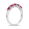 Thumbnail Image 2 of Oval-Cut Lab-Created Ruby & White Lab-Created Sapphire Ring Sterling Silver