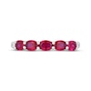 Thumbnail Image 3 of Oval-Cut Lab-Created Ruby & White Lab-Created Sapphire Ring Sterling Silver