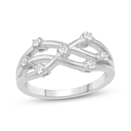 Diamond Seven-Stone Crisscross Ring 1/5 ct tw Sterling Silver