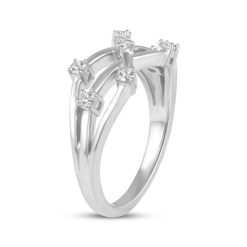 Main Image 2 of Diamond Seven-Stone Crisscross Ring 1/5 ct tw Sterling Silver