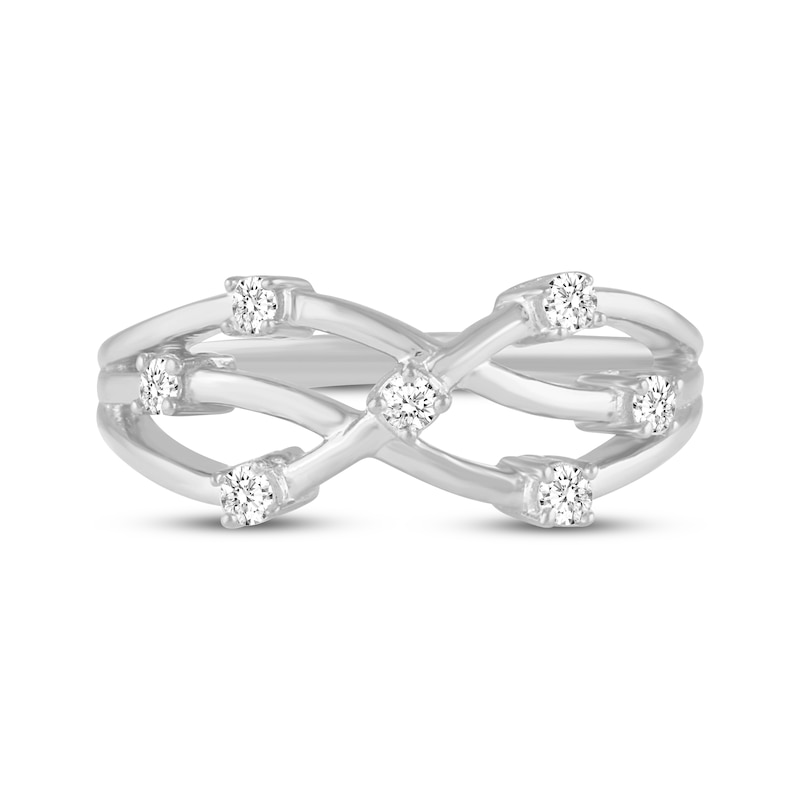 Main Image 4 of Diamond Seven-Stone Crisscross Ring 1/5 ct tw Sterling Silver