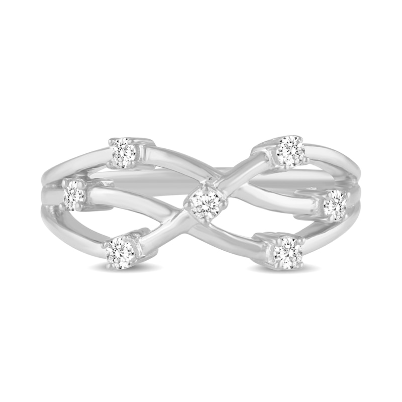 Main Image 5 of Diamond Seven-Stone Crisscross Ring 1/5 ct tw Sterling Silver