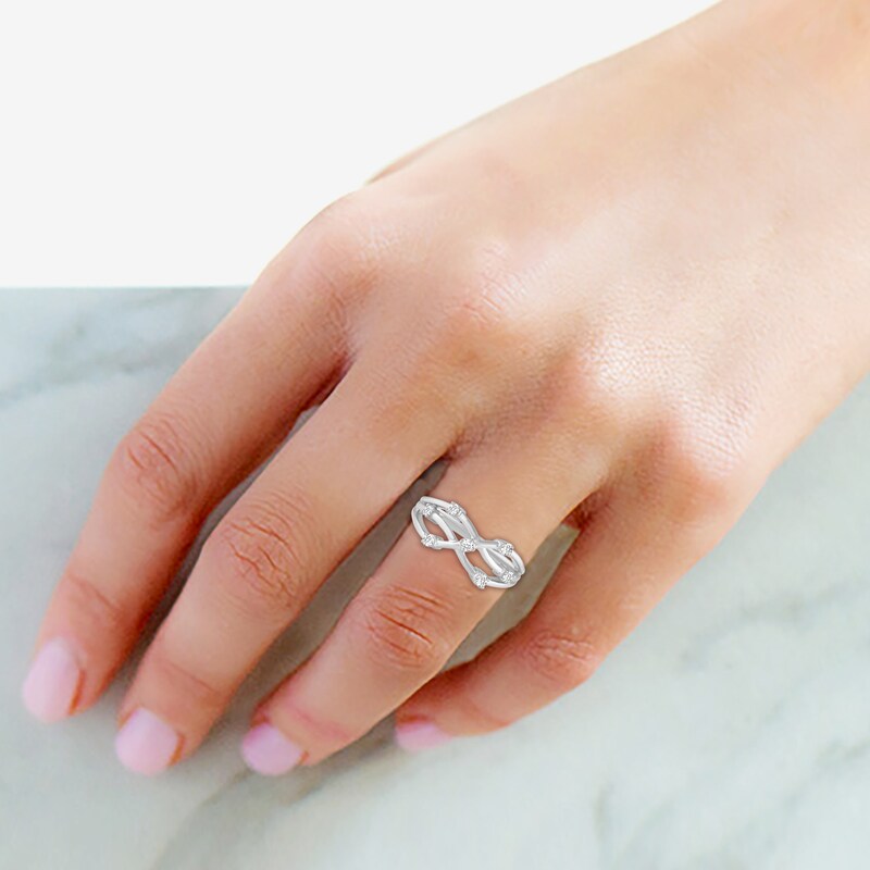 Main Image 6 of Diamond Seven-Stone Crisscross Ring 1/5 ct tw Sterling Silver