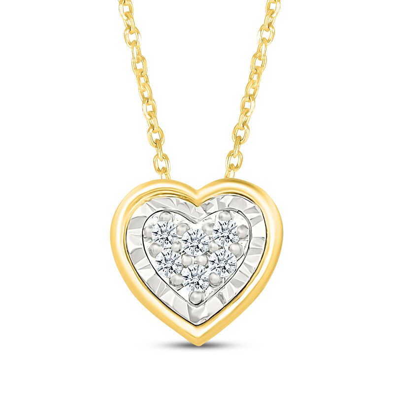Main Image 2 of Multi-Diamond Heart-Shaped Necklace & Earrings Gift Set 1/4 ct tw 10K Yellow Gold