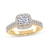 Thumbnail Image 1 of Adore Round-Cut Diamond Cushion Halo Engagement Ring 1 ct tw 14K Yellow Gold