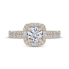 Thumbnail Image 3 of Adore Round-Cut Diamond Cushion Halo Engagement Ring 1 ct tw 14K Yellow Gold