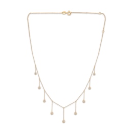 Diamond Bezel-Set Dangle Station Necklace 1/4 ct tw 14K Yellow Gold-Plated Sterling Silver 20"