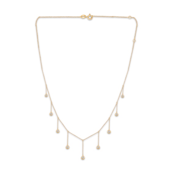 Diamond Bezel-Set Dangle Station Necklace 1/4 ct tw 14K Yellow Gold-Plated Sterling Silver 20"