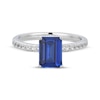 Thumbnail Image 3 of Emerald-Cut Blue Lab-Created Sapphire & White Lab-Created Sapphire Hidden Halo Ring Sterling Silver